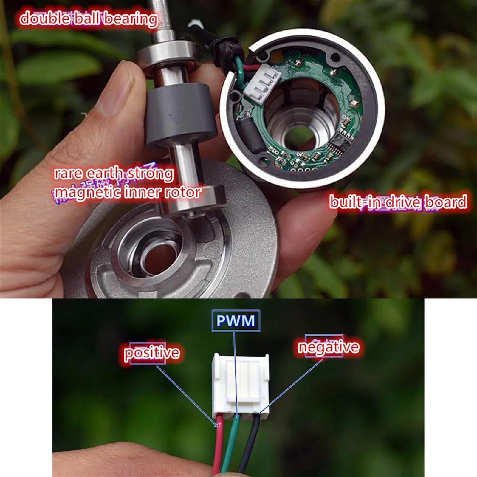 1 Uds 24V 10W Motor sin escobillas doble rodamiento de bolas 3400 RPM Motor sin escobillas tablero de transmisión incorporado Motor magnético fuerte de tierras raras