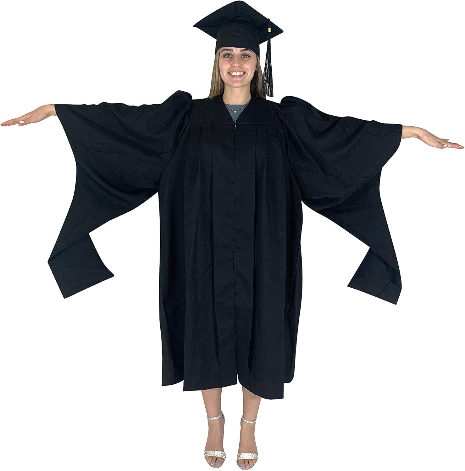 Cappe Diem Masters Graduation Black Cap and Gown Unisex Graduate Attire with 2025 Tassel Charm