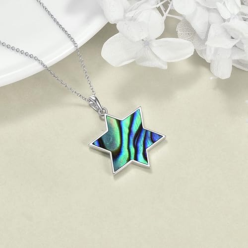 Miniatura 3 de YFN Collar de estrella de David de plata de ley concha de aballo collar de árbol de la vida joyería judía regalos para mujeres y hombres