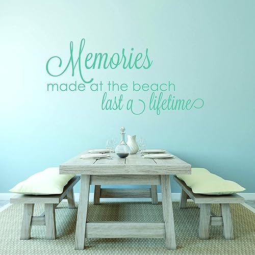 Miniatura 8 de Adhesivo decorativo para pared, diseño de recuerdos hechos en la playa, frase de amor, playa, agua, océano, sol, vacaciones, verano, tamaño 8 x 20