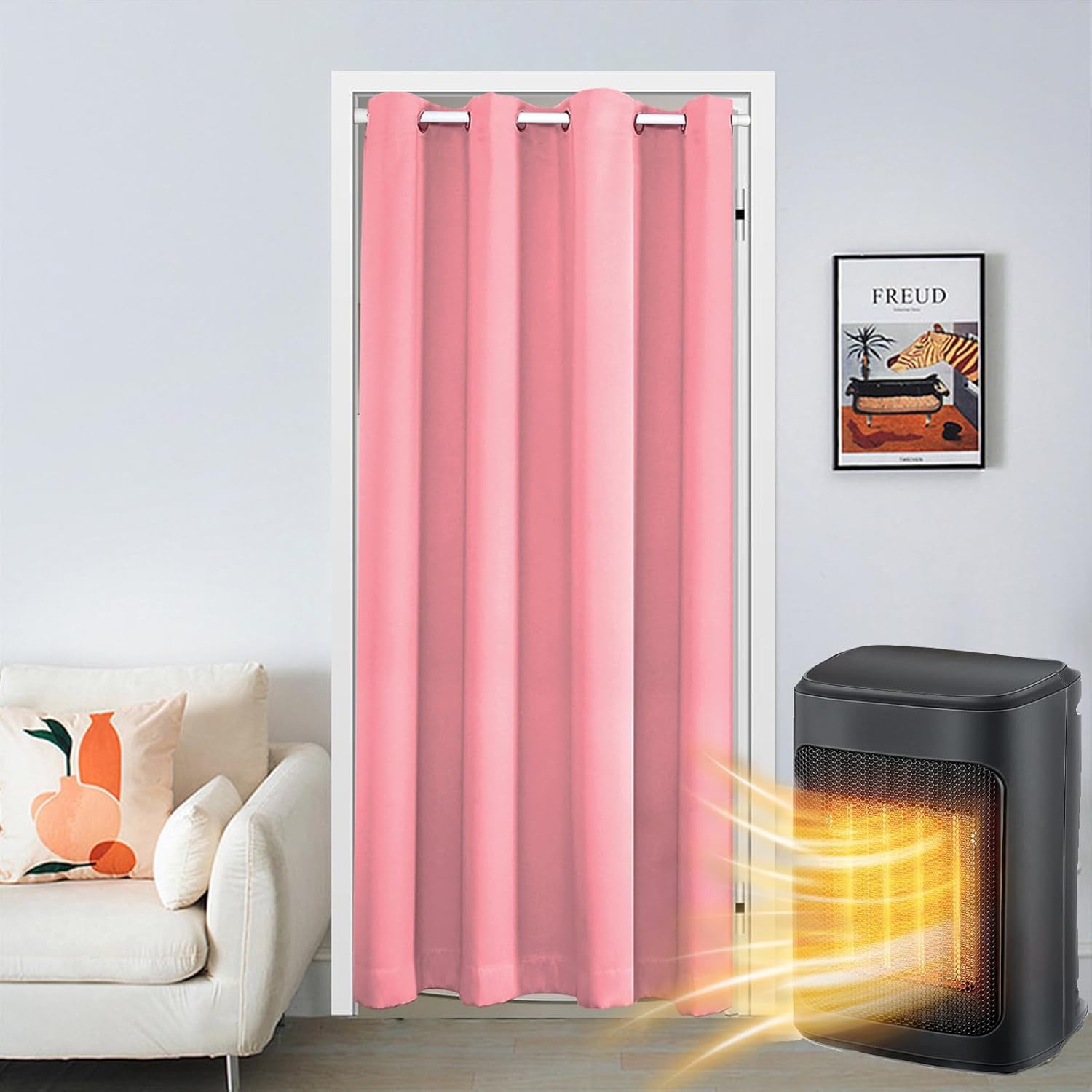 SK Studio Doorway Curtain Blackout Closet Curtains Thermal Insulated Privacy Grommet Door Curtains for Room Divider, Hallway, Window Pink, 52" W x 78" H