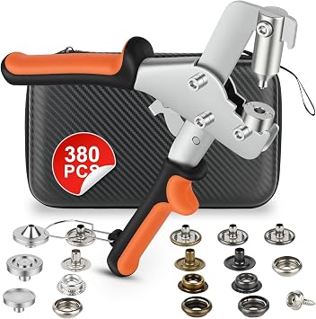 Heavy Duty Snap Fastener Tool Kit,100 Sets Heavy-Duty Snap Button Kit for Fabric,DIY Sewing,Leather,Boat Cover,Canvas,Tarps,Repairs