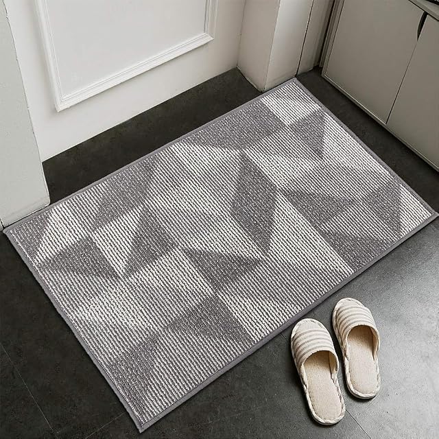 eBoutik Door Mat Non Slip Indoor Doormat Machine Washable Barrier Mat Dirt Trapper (Grey, 50cm * 80cm)