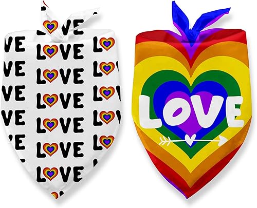 Rainbow Dog Bandanas 2 Pack, Pride Dog Bandana LGBTQ+ Pet Accessories for Pride 