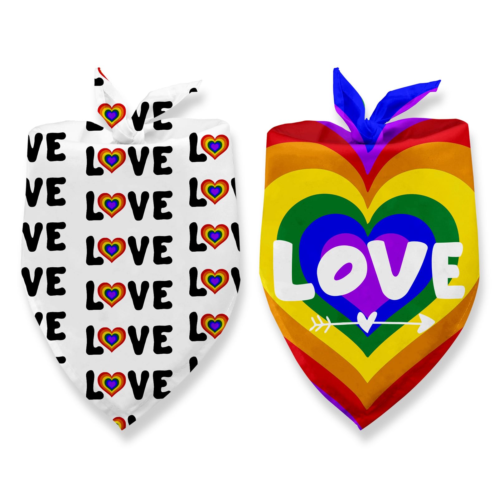 Rainbow Dog Bandanas 2 Pack, Pride Dog Bandana LGBTQ+ Pet Accessories for Pride Day Gifts for Dogs Owners LGBTQ+ Rainbow Holiday Party Pet Decorations