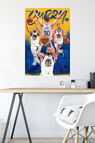 Miniatura 6 de Trends International NBA Golden State Warriors - Póster de pared de Stephen Curry 22, 22.37 x 34.00 pulgadas, paquete de póster y montaje