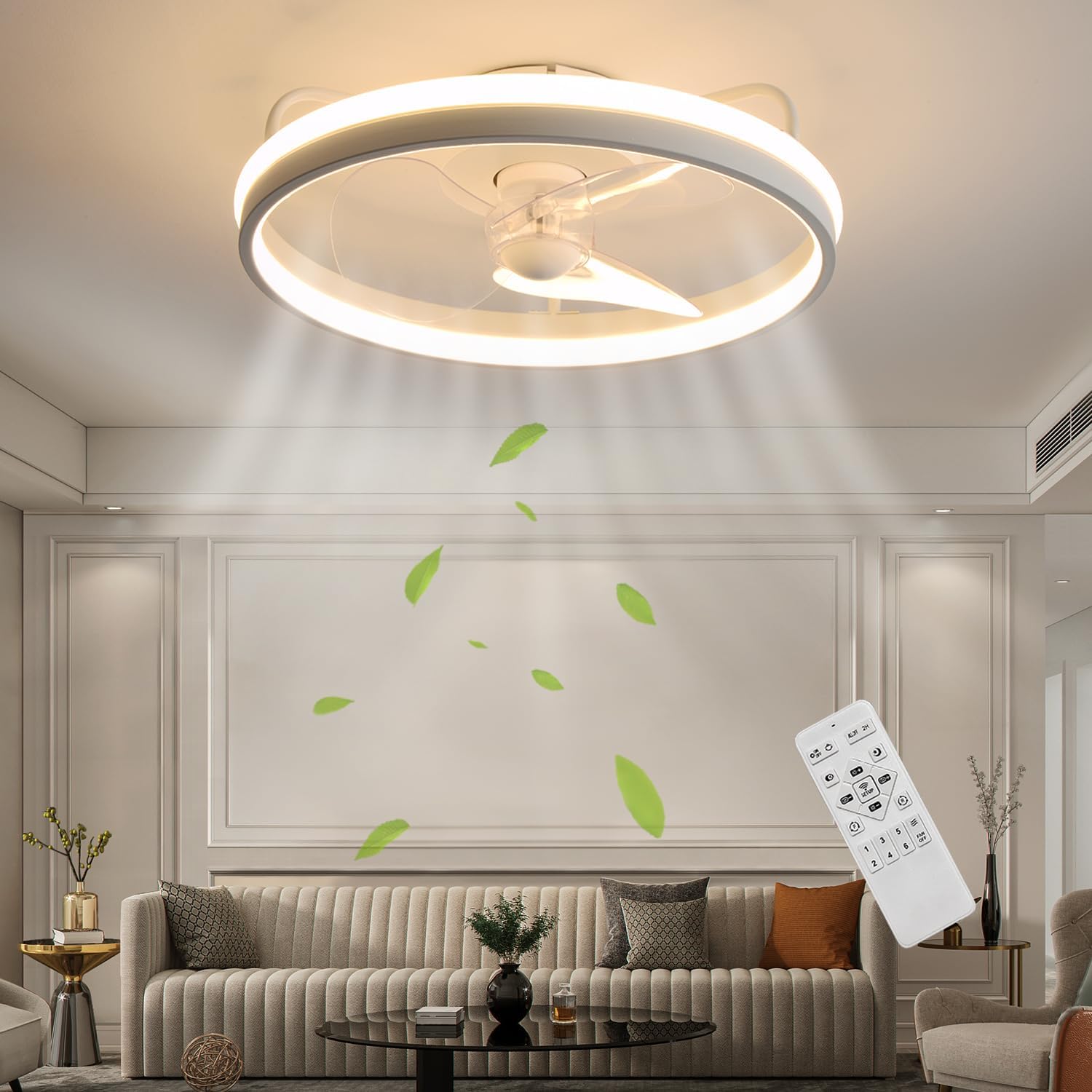 Beseloa Ventilatore Soffitto Con Luce - Plafoniera LED Dimmerabile