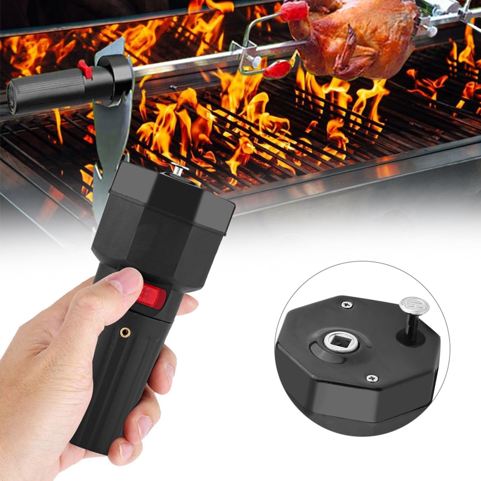 Estink Moteur de Rôtissoire, Moteur de Tourne-Broche Électrique 1,5V - Vitesse Sortie 3~3,5 tr/min - Compact et Résistant à la Chaleur pour Barbecue - FD601A‑1