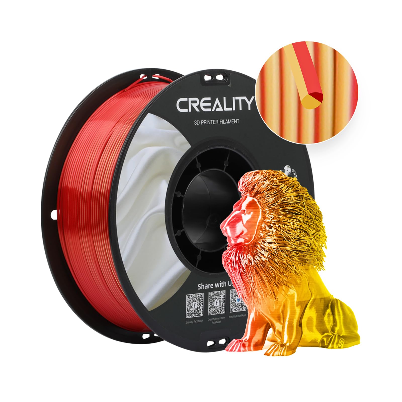 Creality Silk PLA 3D Printer Filament 1.75mm, 1kg, Golden-Red
