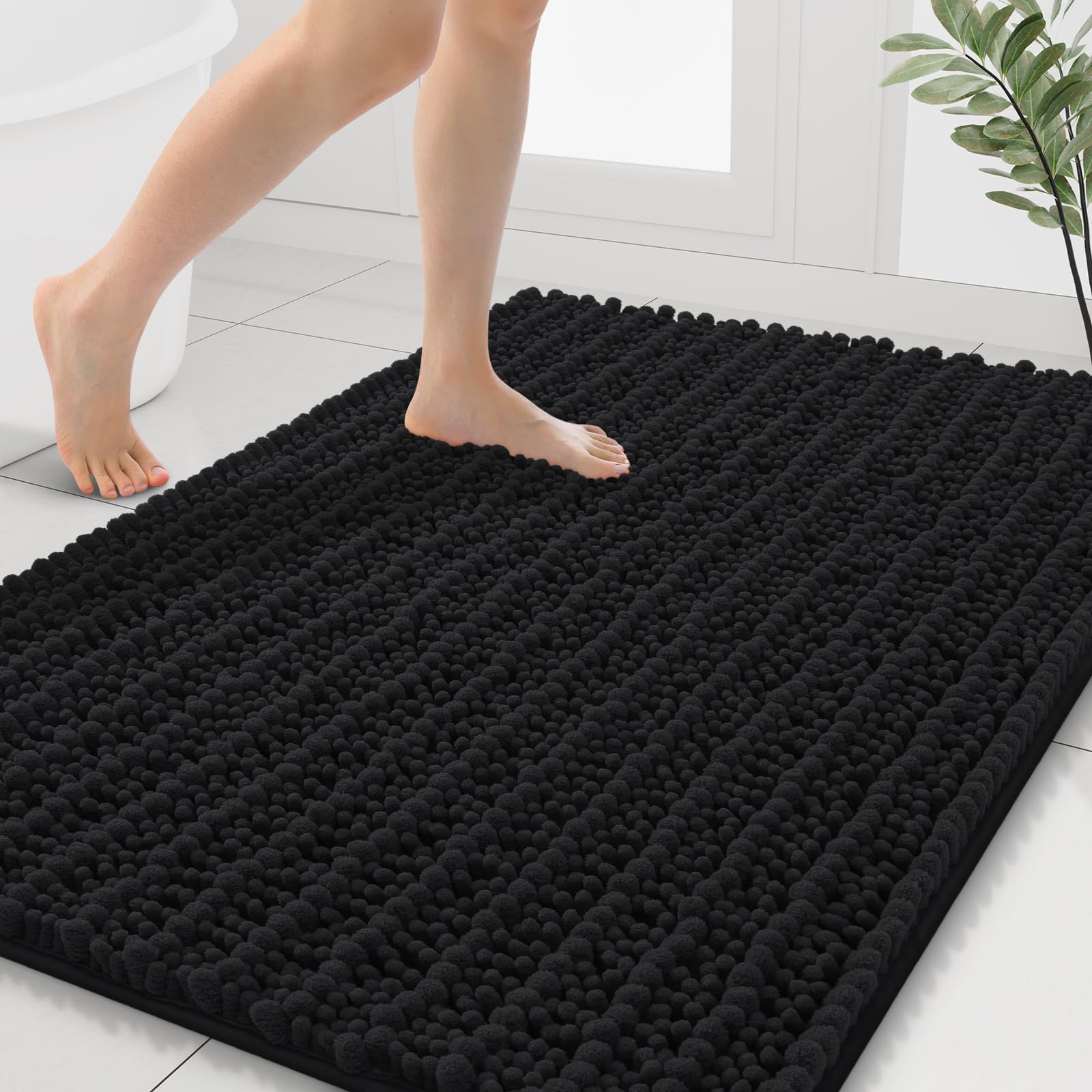 Smiry Bathroom Rugs 40X32, Extra Soft Rubber Backing Chenille Bath Mats