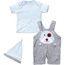 Boy Doll Clothes Set - 18 Inch Doll Clothes with Cute Puppy Print, Light Blue T-Shirt & Grey Shorts Outfit for Baby Dolls