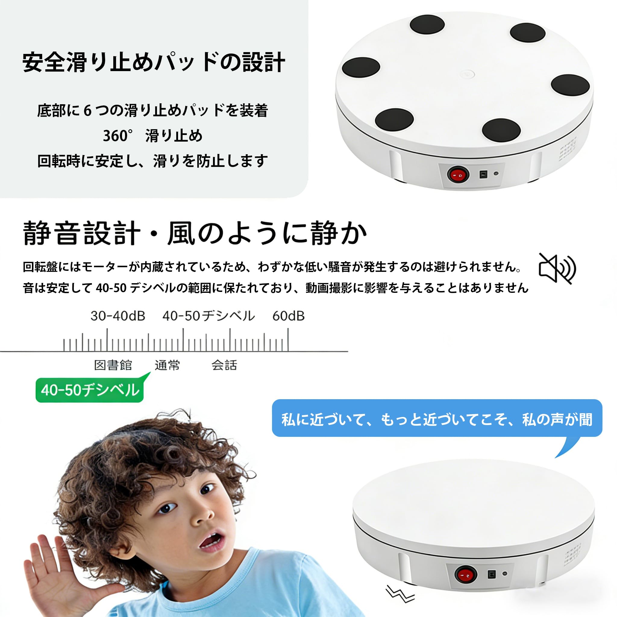 Amazon.co.jp: 電動回転ターンテーブル 黒（くろ）-プラグイン式 直径
