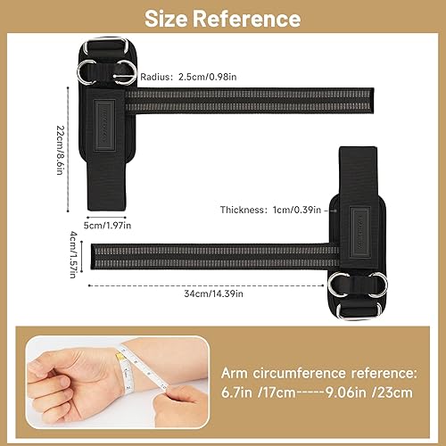 Miniatura 2 de MANUEKLEAR Non-Slip Wrist Straps for Weightlifting Deadlifting, Gym Lifting Straps with D Rings for Cable Machine Workout, 10mm Neoprene Padded