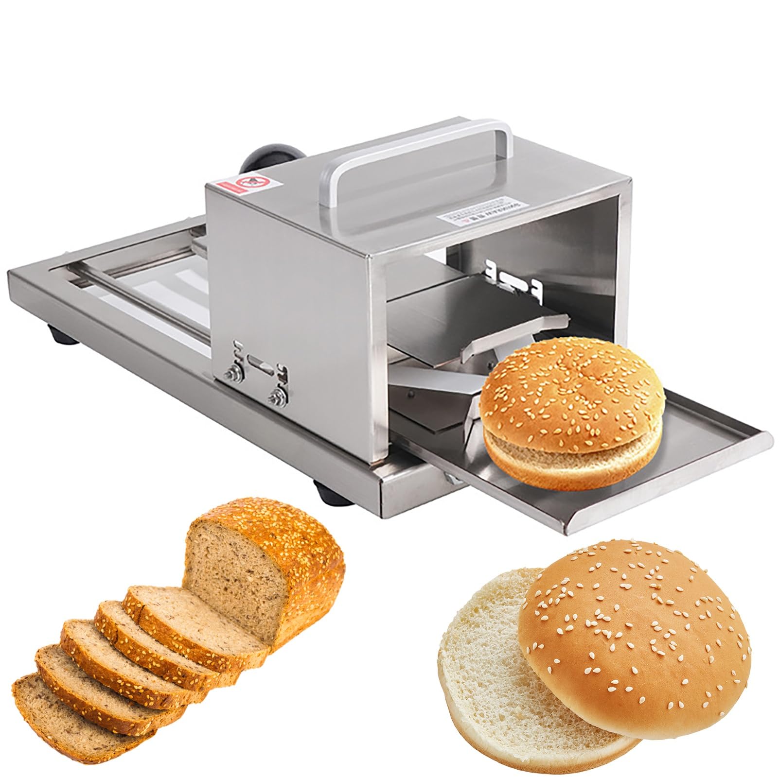 Guía para cortar pan, herramienta de corte de pan de acero inoxidable con 4 ajustes de grosor, divisor de bollos comercial, construcción de metal duradera de una sola pieza