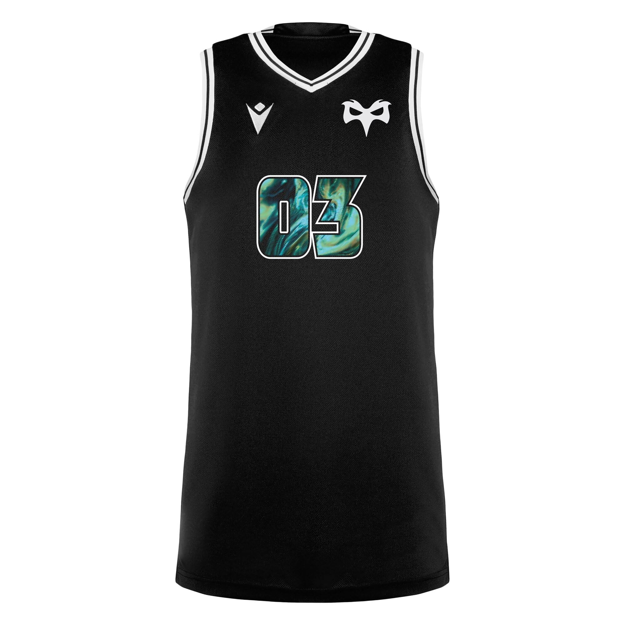 Macron Ospreys Rugby 2024/25 Adults Training Basketball Vest (UK, Alpha, XL, Regular, Regular, Black)
