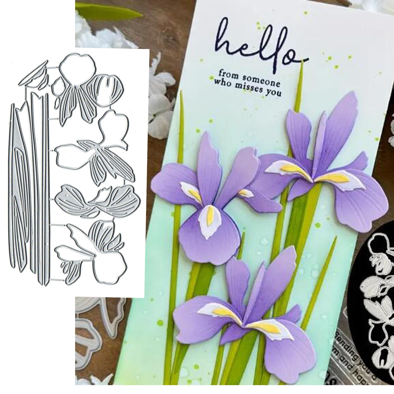 SznilindmFloral Leaf Metal Die Cuts, Spring Flower Leaf Cutting Dies for Scrapbooking, DIY Embossing Paper Craft, 18X10CM/7.09X3.93 inch, Silver