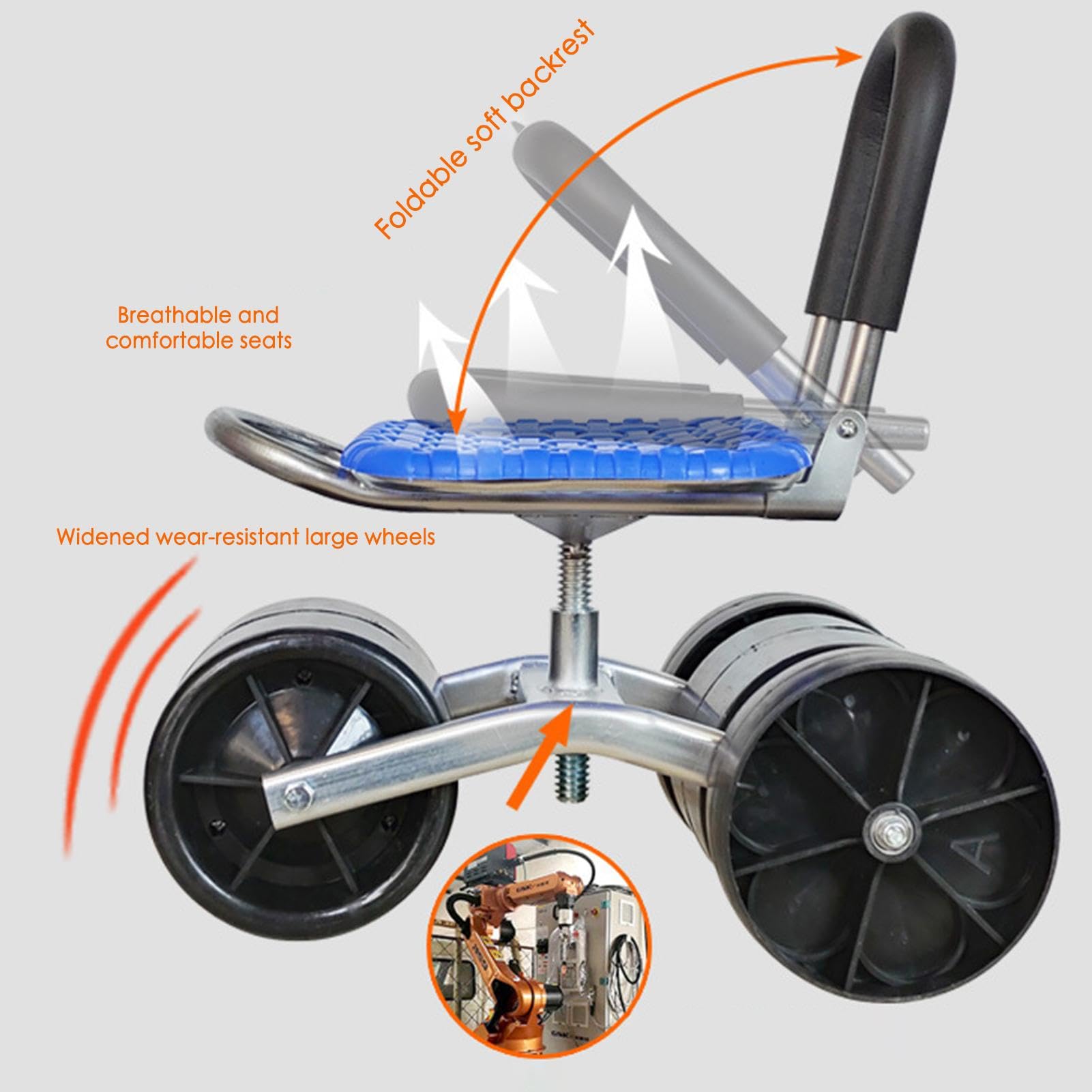 Taburete con ruedas para jardín - Taburete con ruedas para carrito de jardinería, asiento de trabajo para trabajo en el jardín | Asiento de Trabajo de Jardín con Ruedas, Asiento de Jardinería Plegable