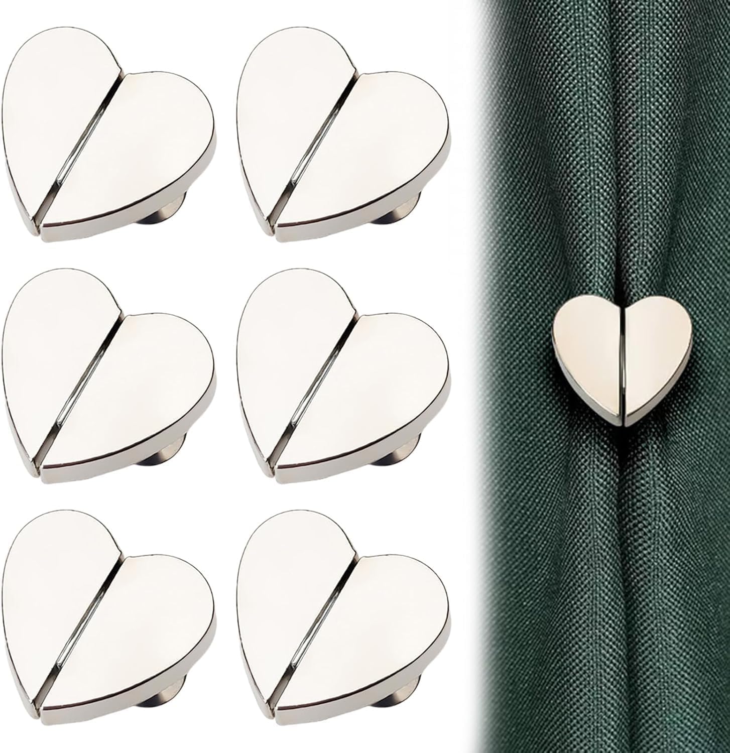 Heart-Shaped Magnetic Curtain Clips, No-Drill Curtain Closure Magnets, Light Gap Blocking Tiebacks for Bedroom, Living Room, Bathroom & Office Drapes (10)-image-37