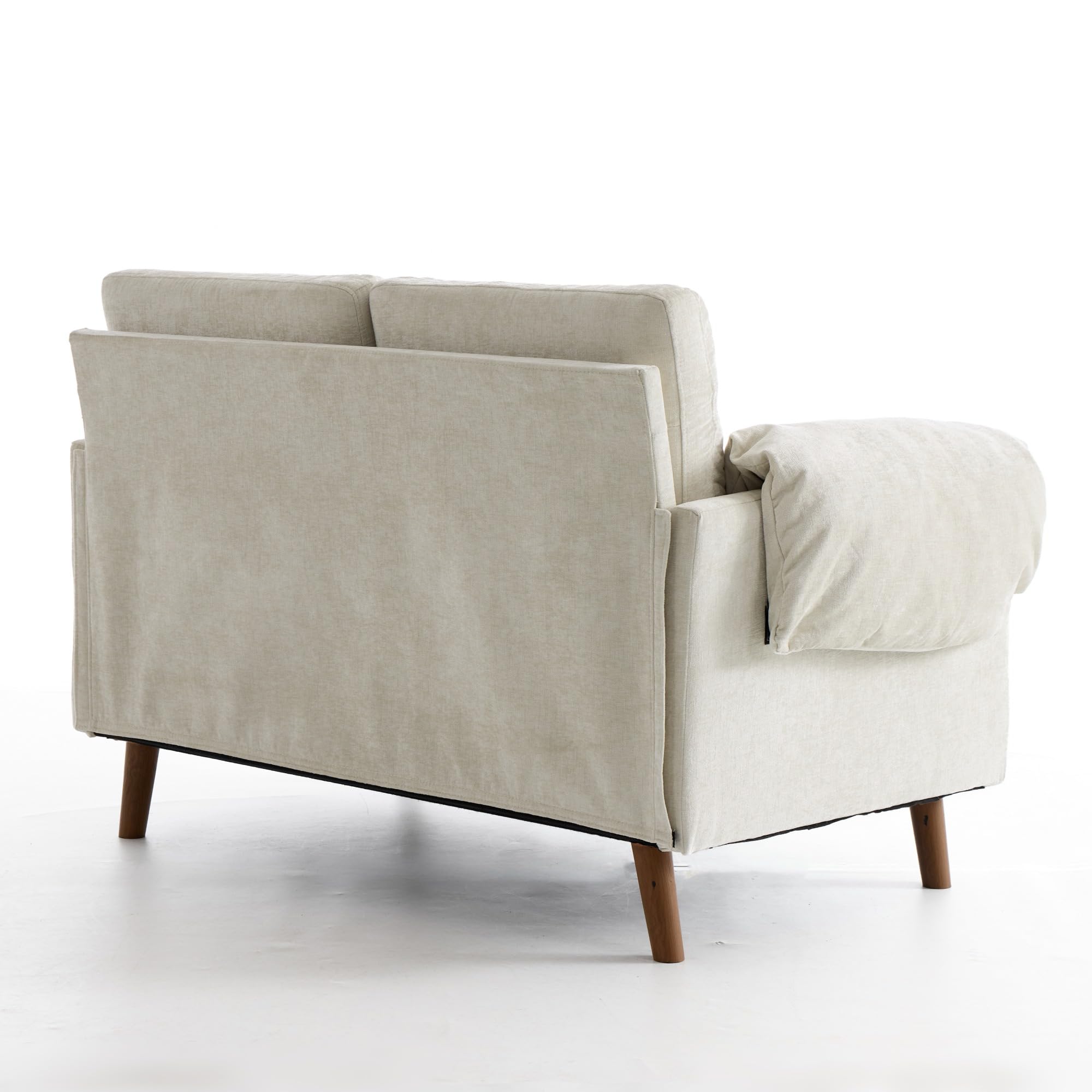 2-Sitzer Sofa Kompakt, Chenille, Gepolstert, 124cm, Wohnzimmer, Beige