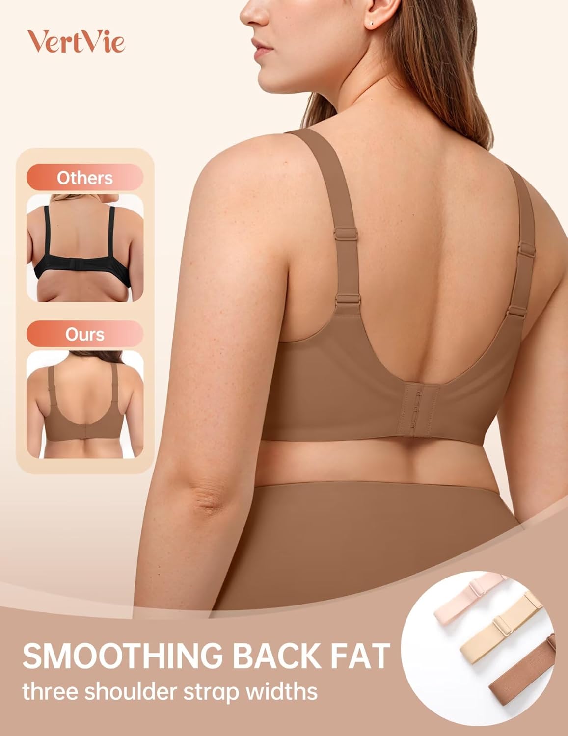 Vertvie Bras for Women No Underwire Wireless Push Up Seamless Full Coverage Comfort Sports Everyday Bra Regular & Plus Size - Image 4