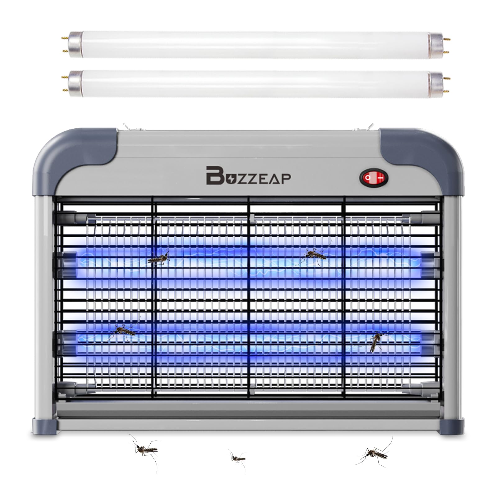 Buzzeap Electric Fly Zapper - Indoor Insect Killer with 20W UV Light, Bug Zapper for Home, Kitchen and Office - Includes 2 Pack Replacement Bulbs (UK Plug)