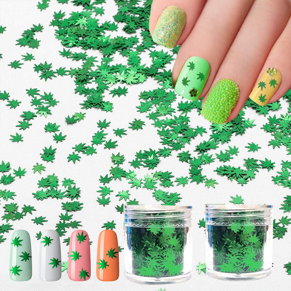 Amazon.com: Nail Art Glitter Nail Sequin 2 Pot Sparkly Metallic Leaves  Shaped Green Iridescent Chunky Glitter Flakes Decal for DIY Craft  Decoration Party Manicure Tips Accessories : Beauty & Personal Care