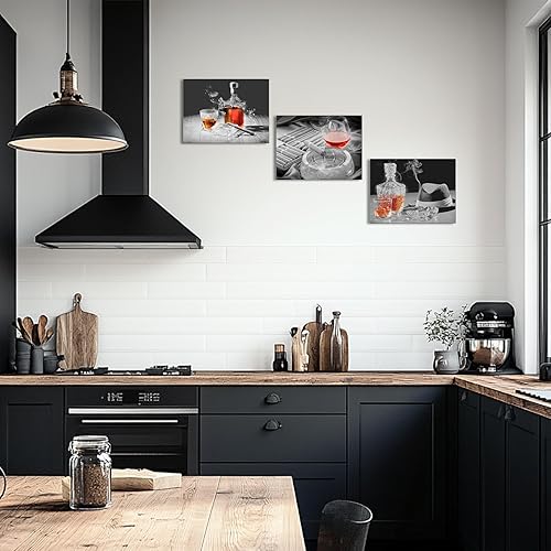 Miniatura 7 de Arte de pared de barril de whisky, lienzo de cerveza enmarcado, decoración de bar para el hogar, cueva de hombre, cuadros de barra de whisky, 12 x