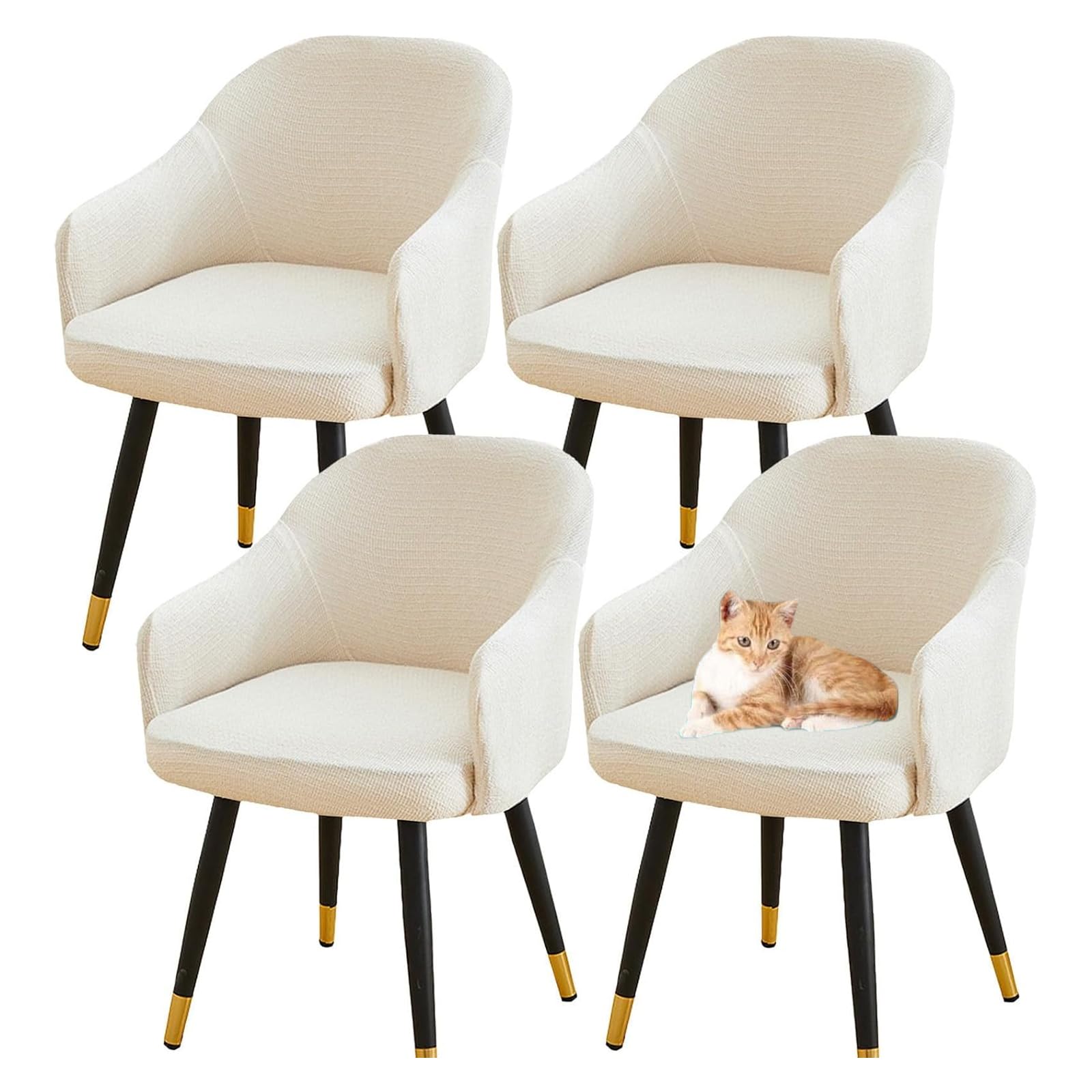 GUYIRT Stretch Curved Back Dining Chair Covers Curved Back Accent Chair Slipcover Removable Washable Bar Stool Slipcovers for Banquet Decoration (white,set of 4)
