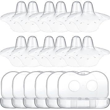 Nuanchu 12 Pcs Nipple Shields for Breastfeeding Newborn, Nipple Protectors