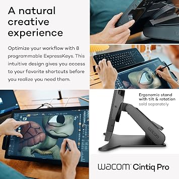 Wacom Cintiq Pro 22 Drawing Tablet with Screen, 21.5 Ultra HD 4K. 10-bit 120Hz Touchscreen Display Graphic Arts Tablet with Pro Pen 3, for Windows PC, Mac, Linux