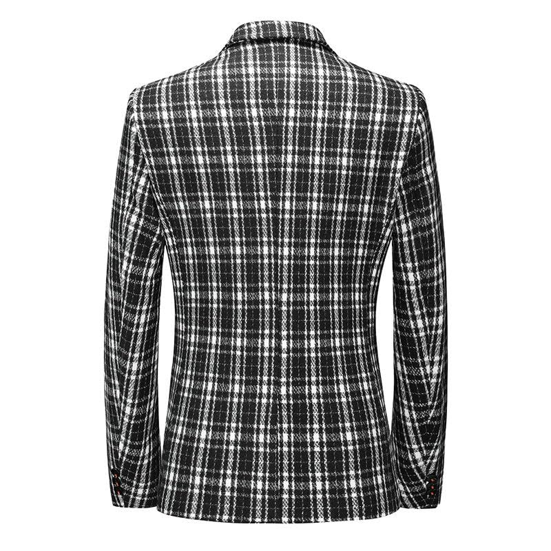 Men's Casual Slim Fit Plaid Banquet Formal Wear Blazer3