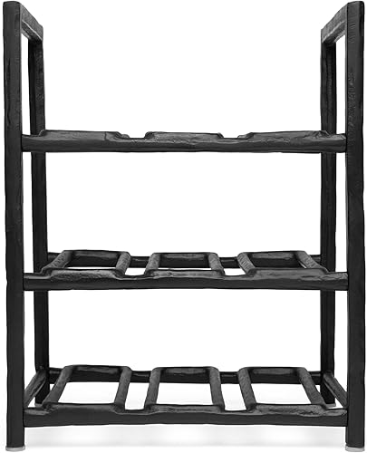 Miniatura 6 de BIRDROCK HOME Estante para vinos, soporte independiente, metal de aluminio forjado, encimera de cocina, color negro, armario de almacenamiento