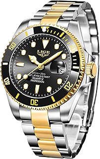 Relógio masculino de aço inoxidável da lige relógio militar à prova d'