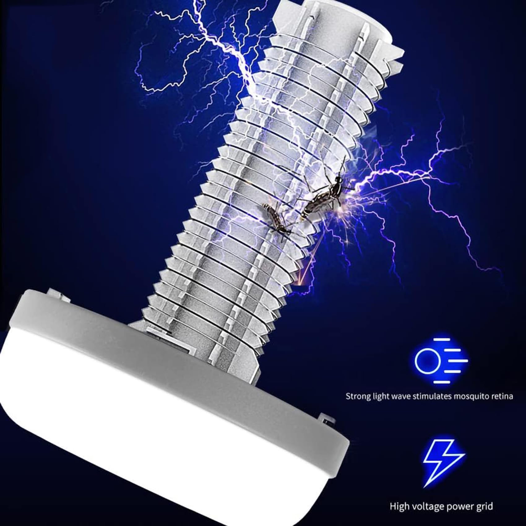 Lámpara eléctrica antimosquitos, Exterminador de Insectos para Acampar, exterminador de Moscas para Interiores y Exteriores con lámpara UV Recargable por USB, Mata Moscas,E-Electric