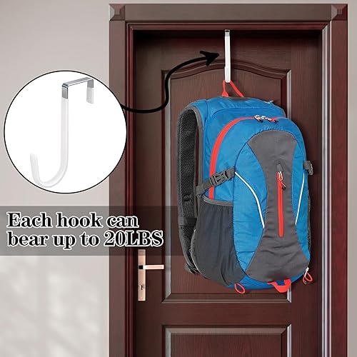 Miniatura 4 de Paquete de 10 ganchos para colgar sobre la puerta, ganchos para puerta, superficie de goma blanca que evita arañazos para colgar en la puerta, para