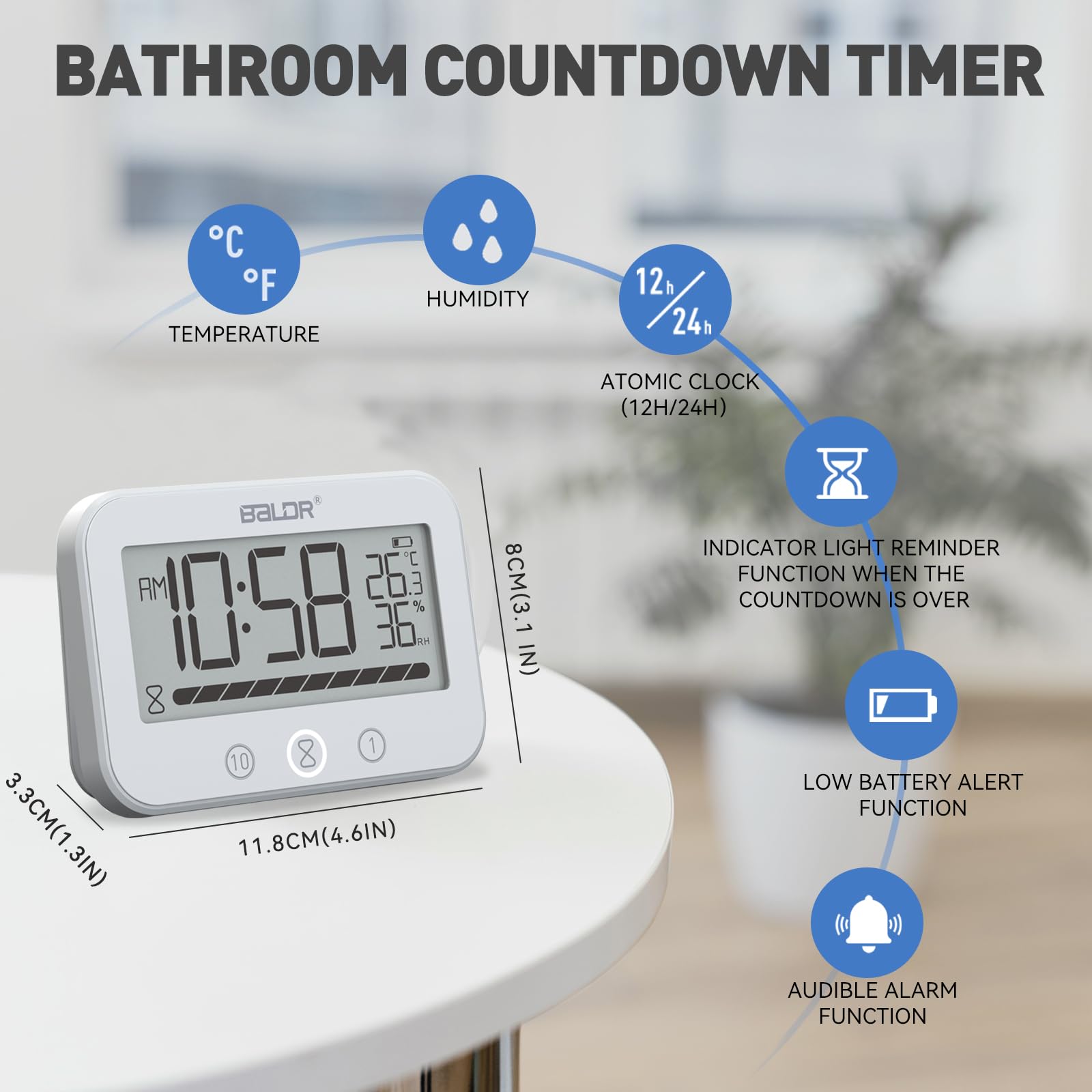 Digital Wall Clock LXSZRPH Digital LCD Waterproof Timer Shower Clock ...