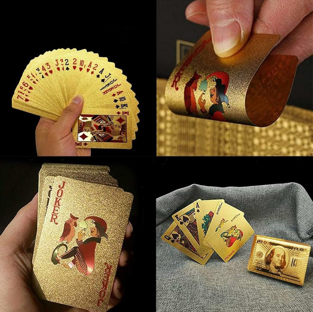 Gifting Bells Gold Plated Deck of Waterproof Cards, Flexible PVC Plastic Gold Playing Cards Premium Poker Cards Gold Waterproof Playing Cards Washable Flexible Use for Diwali Games (B0CKF4M82B) Amazon Price History, Amazon Price Tracker