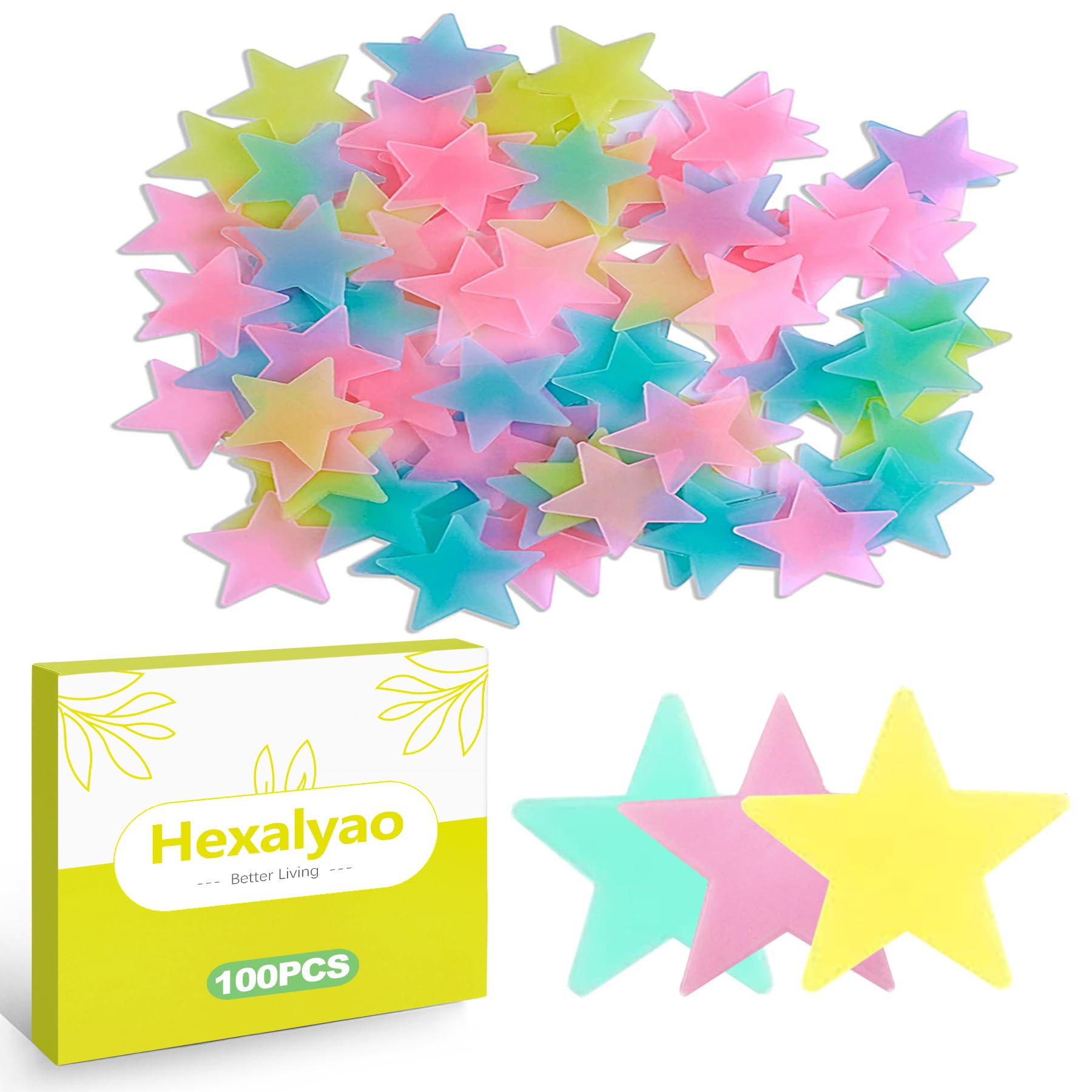 Photo 1 of Hexalyao Glow in the Dark Star Wall Decals - 100 Pack