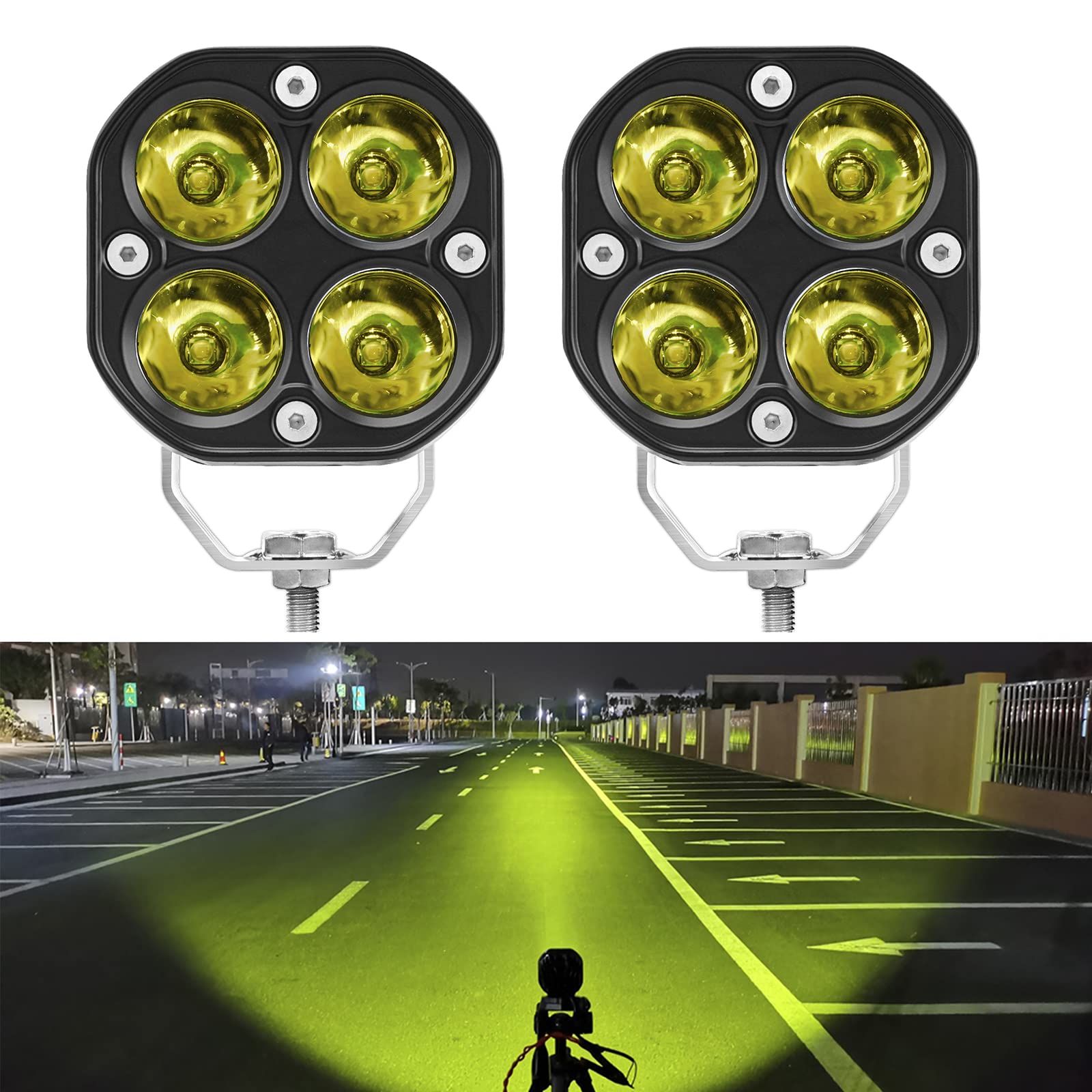 Buy LED Pods Spot Light Bar, Auxmotec Yellow 40W 3 Inch LED Fog Lamp Cube Tail Driving
