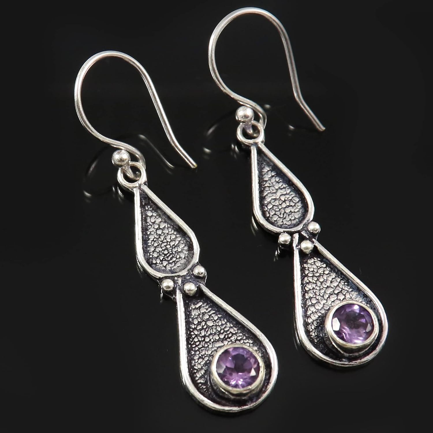 Goyal Exports 925 Sterling Carnelian Lapis Lazuli Amethyst Faceted Blue Topaz Faceted Gemstone Silver Drop Dangle Earring Jewelry SEG156