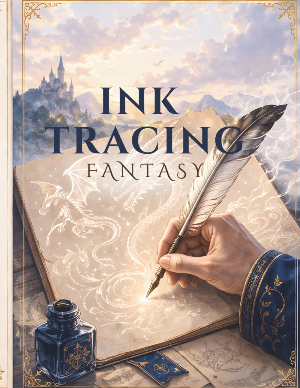Ink Tracing Fantasy: Malbuch zum Nachspuren und Ausmalen für Erwachsene: 40 magische Motive zur Entspannung - Kreatives Ausmalbuch für Stressabbau, Achtsamkeit und kreative Auszeit