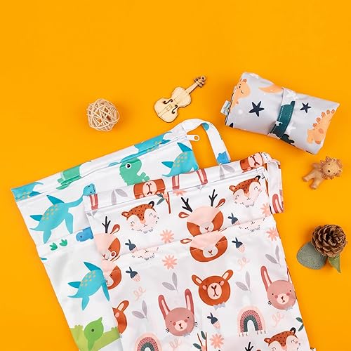 Miniatura 2 de babygoal Bolsas para artículos húmedos y secos para pañales de tela para bebé, bolsas de viaje lavables, playa, piscina, bolsa de gimnasio para