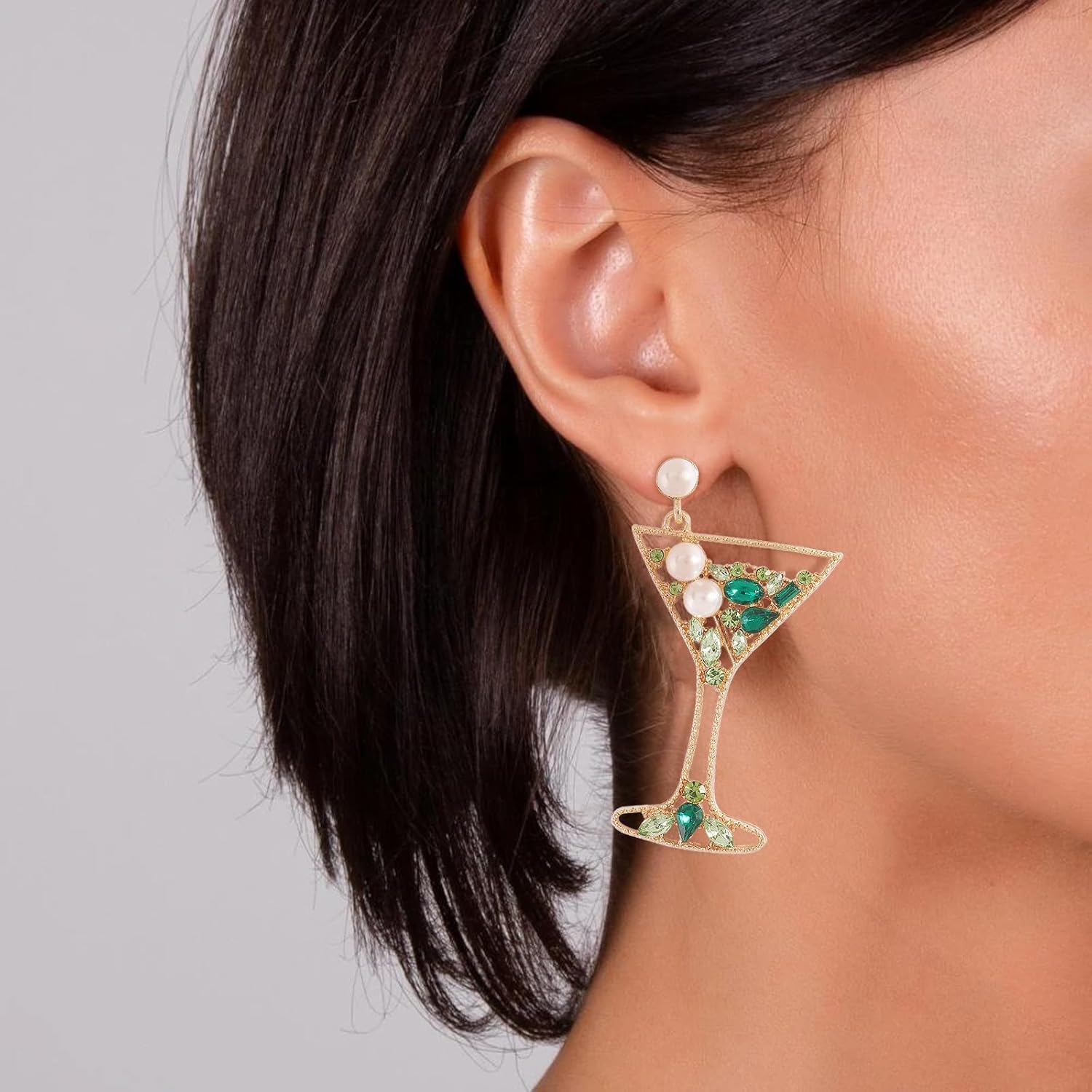 Martini Earrings for Women Cute Dangle Earrings Trendy Fun Statement Cocktail Earrings Martini Wine Glass Dangle Earrings Champagne Margarita Espresso Martini Party Decor Gifts for Holiday Christmas - Image 5