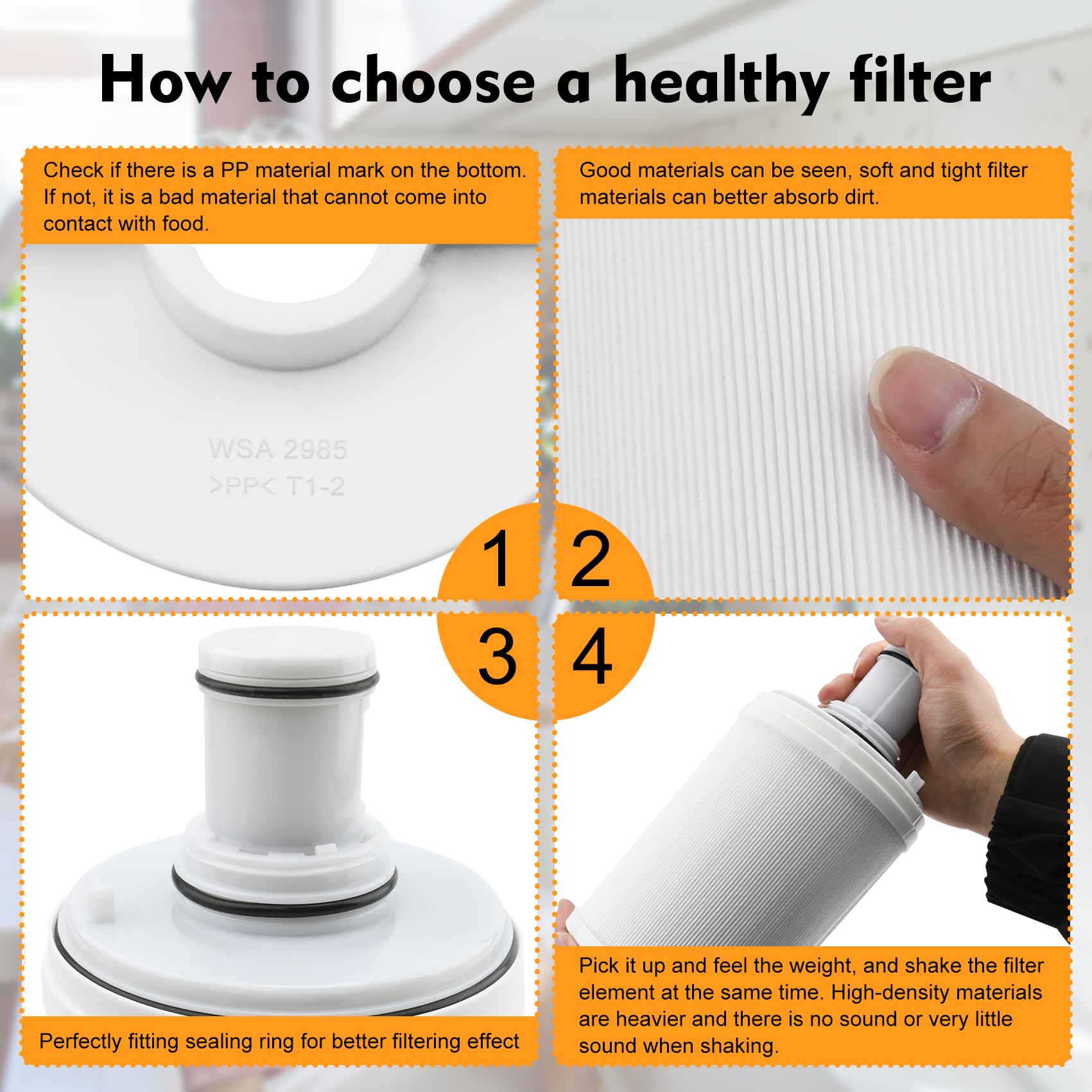 Filtro de agua 100186 con prefiltro compatible con el filtro de agua Amway eSpring, 4 veces la capa de prefiltro de alta eficiencia absorbe elementos nocivos, hace que el agua sea más saludable. Dura