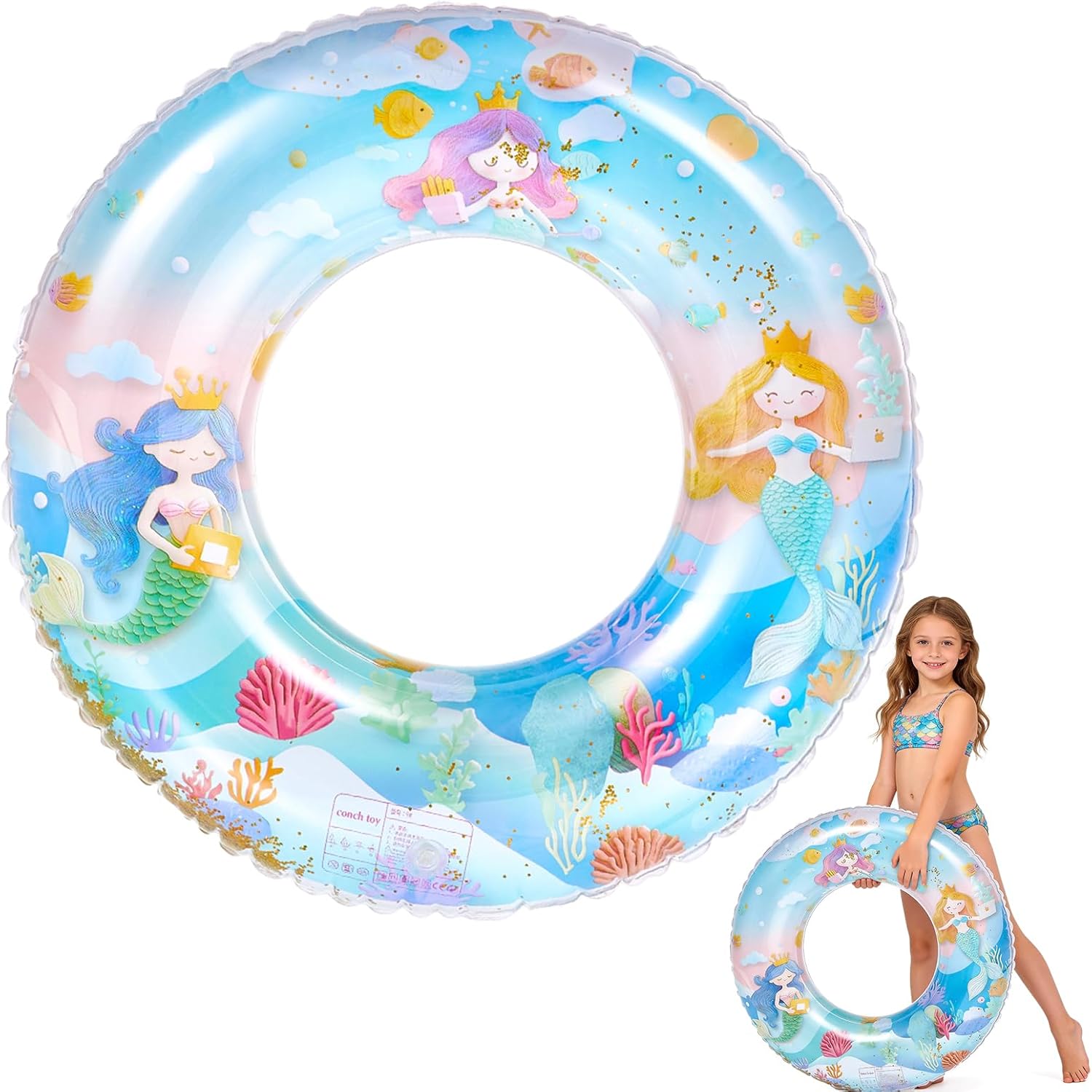 Children's Swimming Ring, Swimming Ring, Children's Swimming Armbands, Transparent Leak-proof Swimming Aid for 4-9 Years
