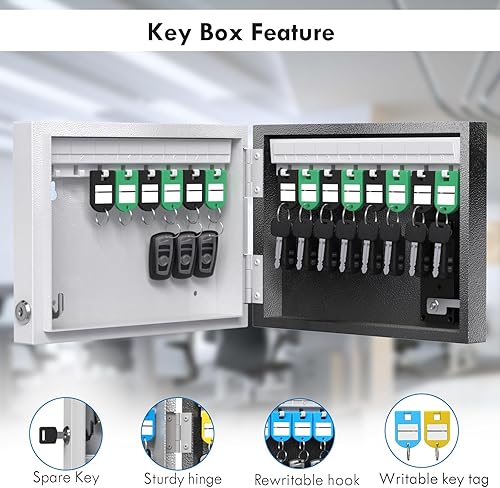 Miniatura 3 de WeHere Caja de bloqueo de 16 llaves, gabinete inteligente para llaves de montaje en pared con etiquetas para llaves, OTPAPPdesbloqueo de código