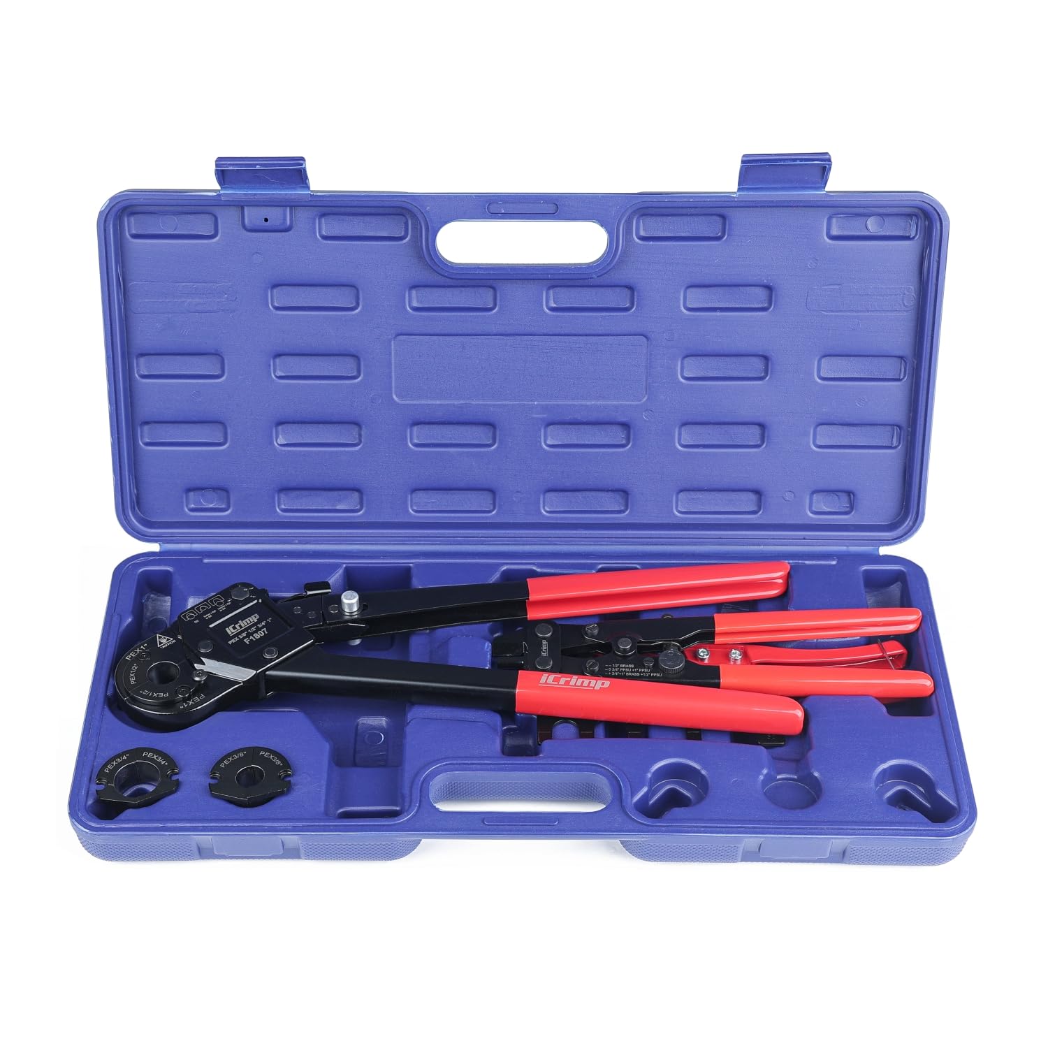 iCrimp KIT-FACL PEX Crimping Tool Kit for Crimping &amp; Removal 1/2-in, 3/4-in, 1-in PEX Copper Crimp Ring, with PEX Tubing Cutter, Corner Operation Friendly