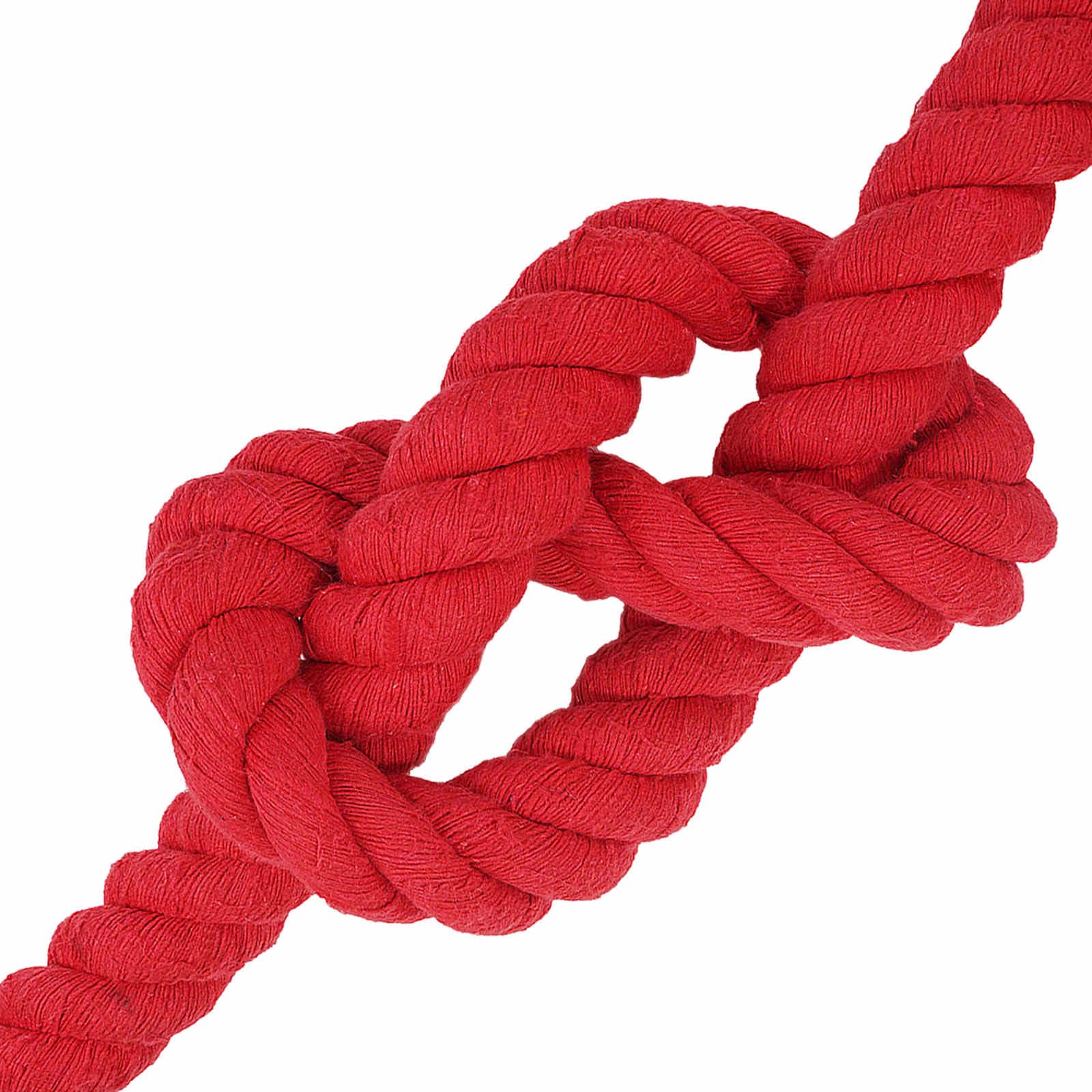 Cuerda de algodón roja 6 x 6 x 500 cm, 3 capas, cuerda de rocío, cuerda para manualidades, macramé, colgar y jardinería