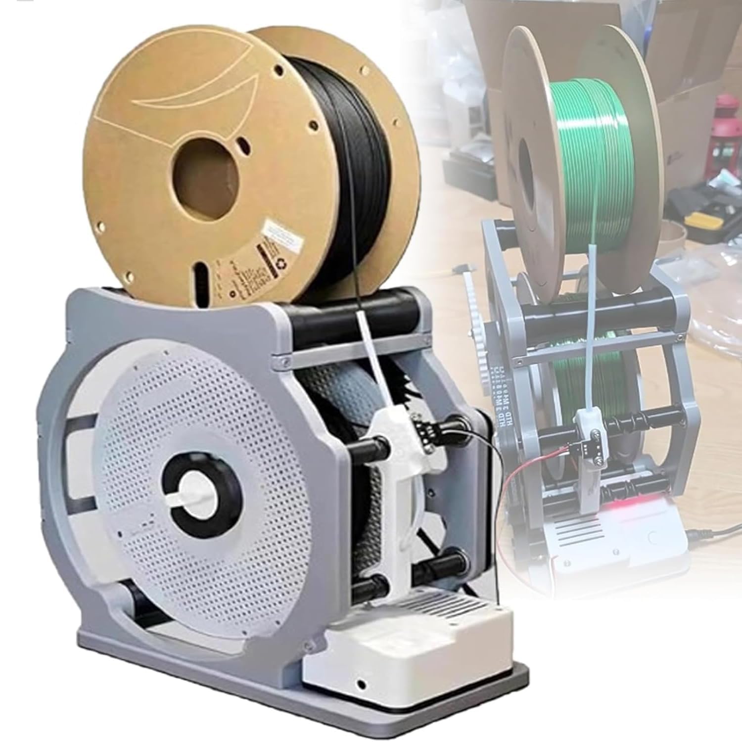 3D Industrial Filament Respooler Spool Winder - Smart Start Stop, Universal for PLA PETG ABS TPU Nylon & Welding Thread, 1.75mm/3mm, 50mm-100mm Inner Diameter, 2kg