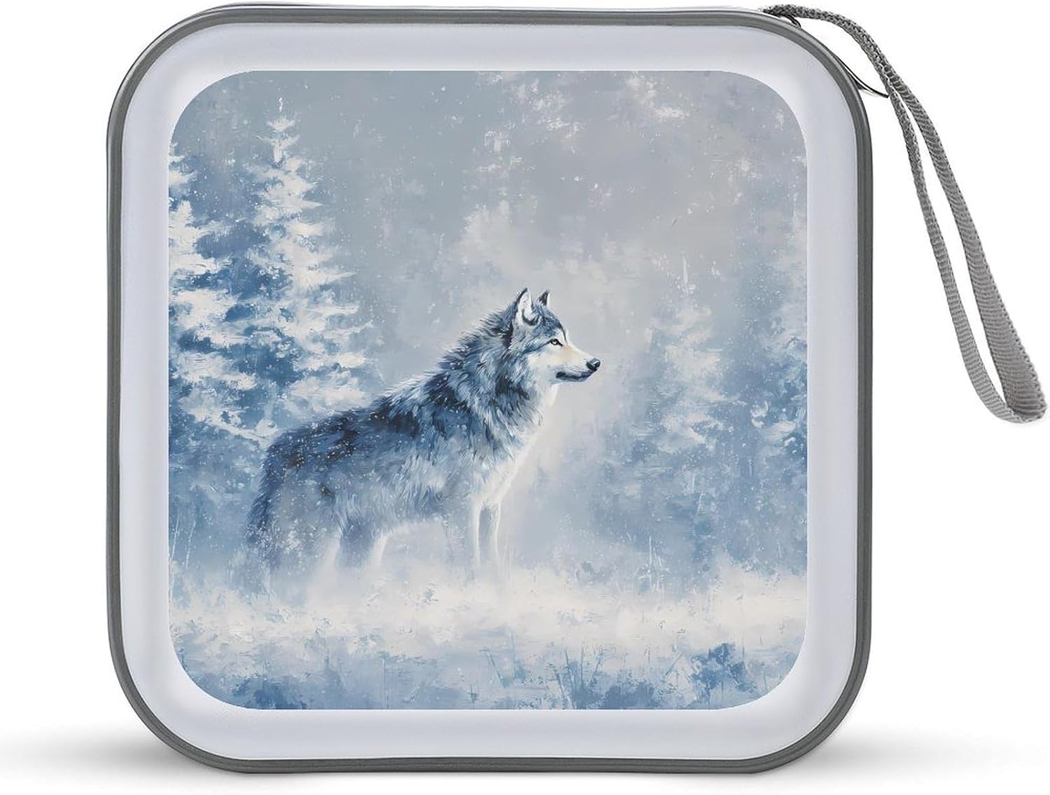 Wolf Snowy Snowstorm CD Case Wallet Portable DVD Holder Organizer Box